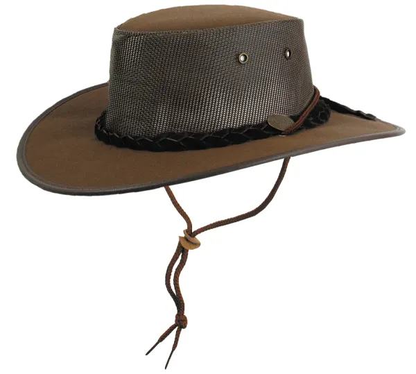 BARMAH HAT | 1057 FOLDAWAY COOLER BROWN CANVAS