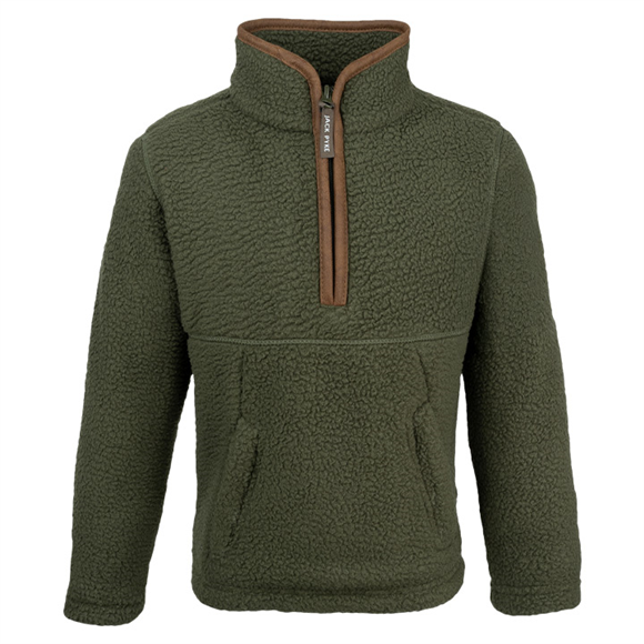 Junior Half Zip Sherpa Fleece Pullover Olive
